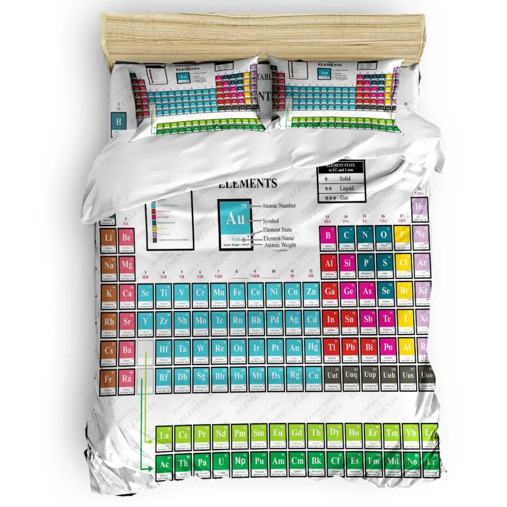 Family Decor Periodic Table Of Elements Chemistry Quilt Cover Bedding California King Comforter Sets Columbus Day Memorial Day