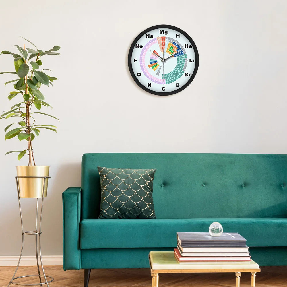 Periodic Table of Chemical Element Sound Activated Smart Wall Clock With LED Lighting Chemistry Art Decor Metal Frame Wall Watch