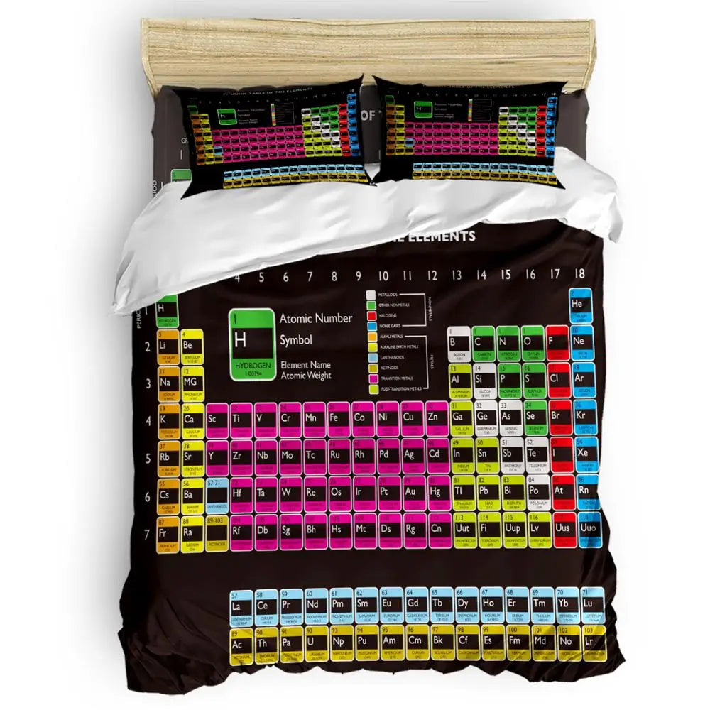 Family Decor Periodic Table Of Elements Chemistry Quilt Cover Bedding California King Comforter Sets Columbus Day Memorial Day