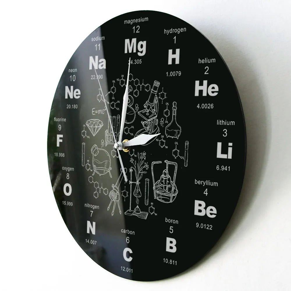 Periodic Table Of Elements Wall Art Chemical Symbols Wall Clock Educational ElementaL Display Classroom Clock Teacher's Gift