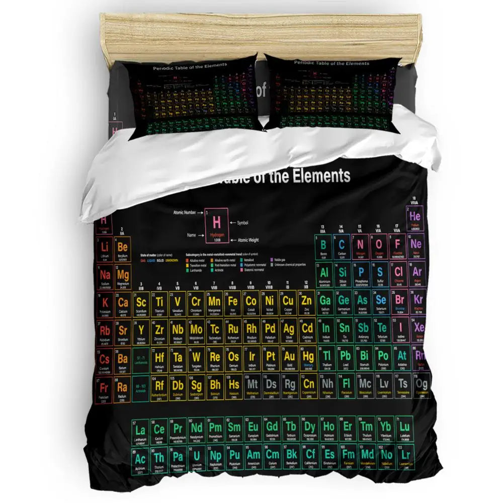 Family Decor Periodic Table Of Elements Chemistry Quilt Cover Bedding California King Comforter Sets Columbus Day Memorial Day