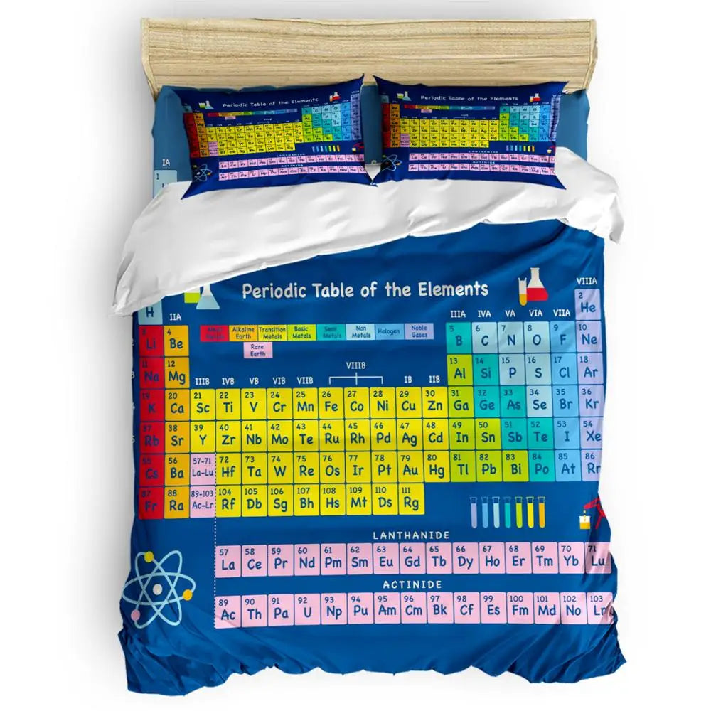 Family Decor Periodic Table Of Elements Chemistry Quilt Cover Bedding California King Comforter Sets Columbus Day Memorial Day