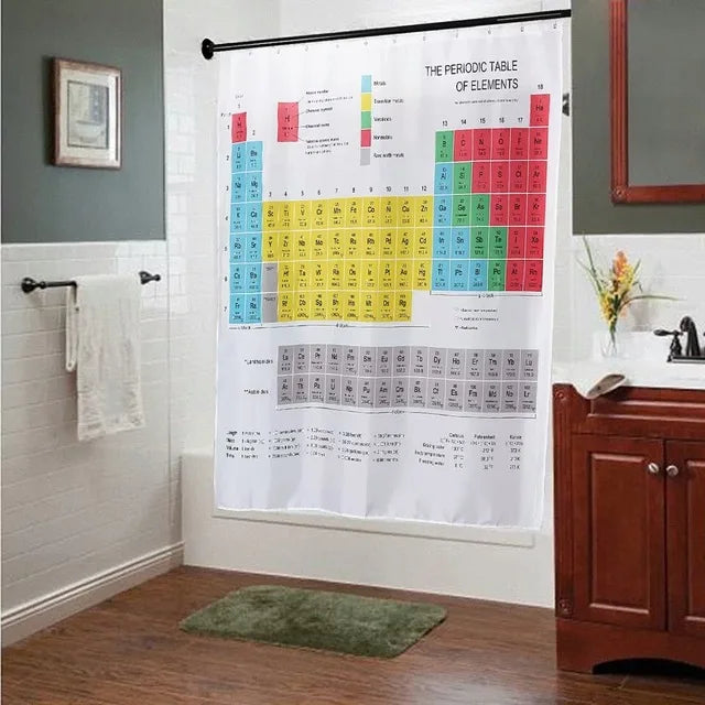 Periodic Table of Elements Bathroom Curtains Waterproof 3D Print Shower Curtain White Fabric Curtain For The Bath