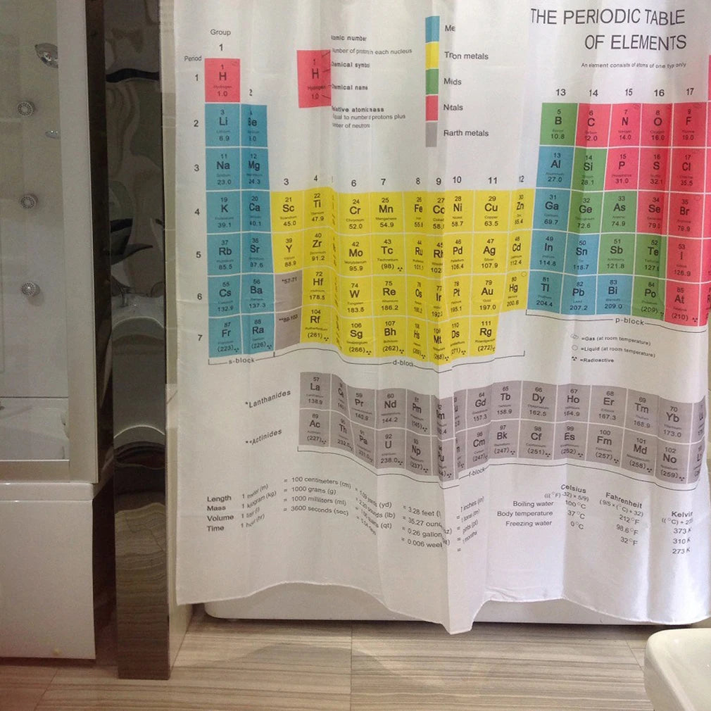 Periodic Table of Elements Bathroom Curtains Waterproof 3D Print Shower Curtain White Fabric Curtain For The Bath