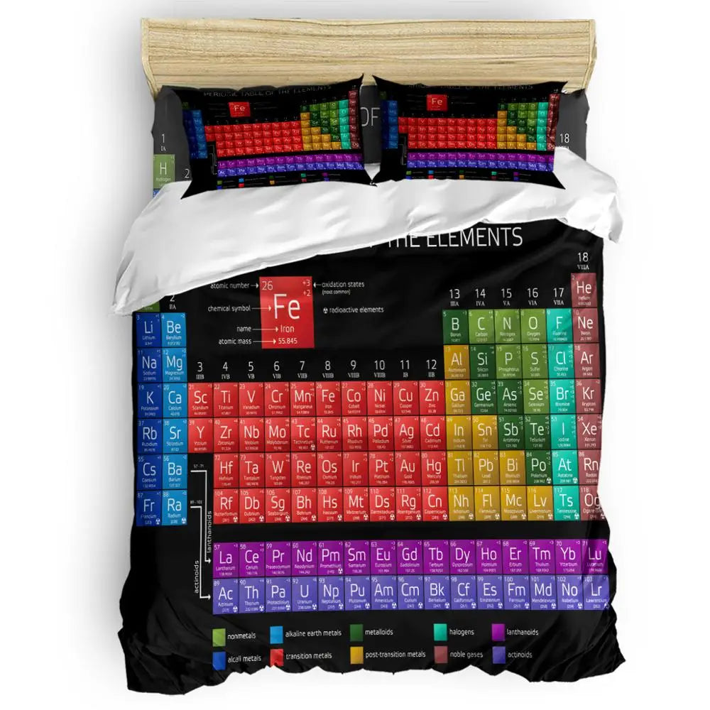 Family Decor Periodic Table Of Elements Chemistry Quilt Cover Bedding California King Comforter Sets Columbus Day Memorial Day