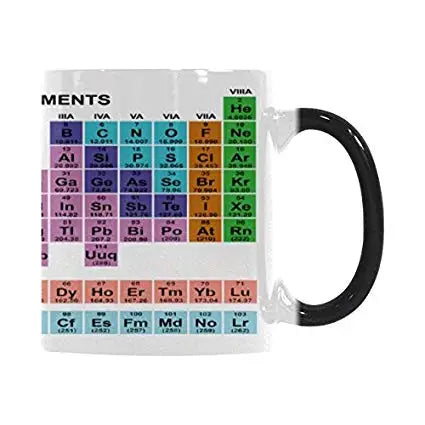 Chemical Element Periodic Table Morphing Mug Heat Sensitive Color Changing Coffee Mug Cup Unique Funny Birthday Christmas Gifts