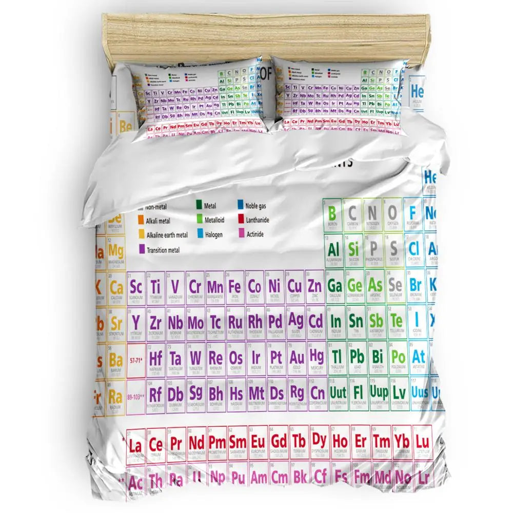 Family Decor Periodic Table Of Elements Chemistry Quilt Cover Bedding California King Comforter Sets Columbus Day Memorial Day