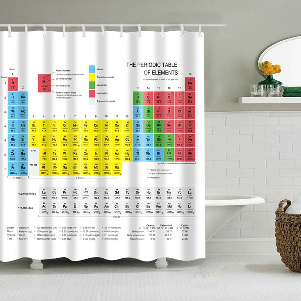 Periodic Table of Elements Bathroom Curtains Waterproof 3D Print Shower Curtain White Fabric Curtain For The Bath