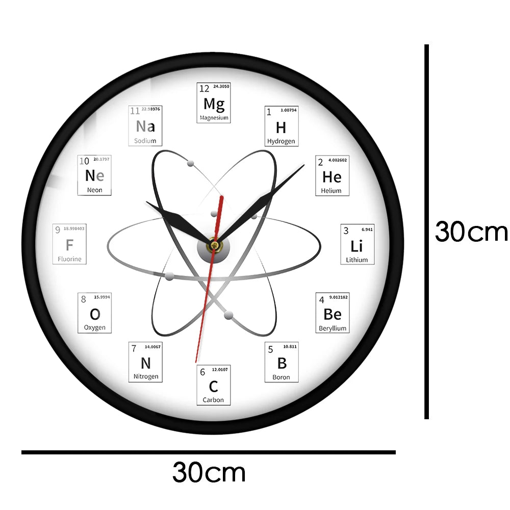 Chemical Element Periodic Wall Clock Chemistry Time Keeper Room Accents Classroom Wall Art Chemical Symbols Modern Wall Clock