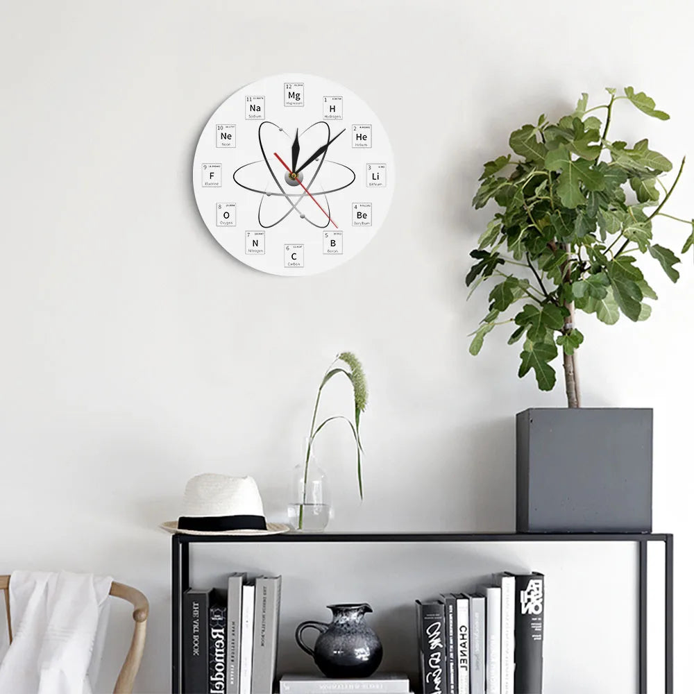 Chemical Element Periodic Wall Clock Chemistry Time Keeper Room Accents Classroom Wall Art Chemical Symbols Modern Wall Clock