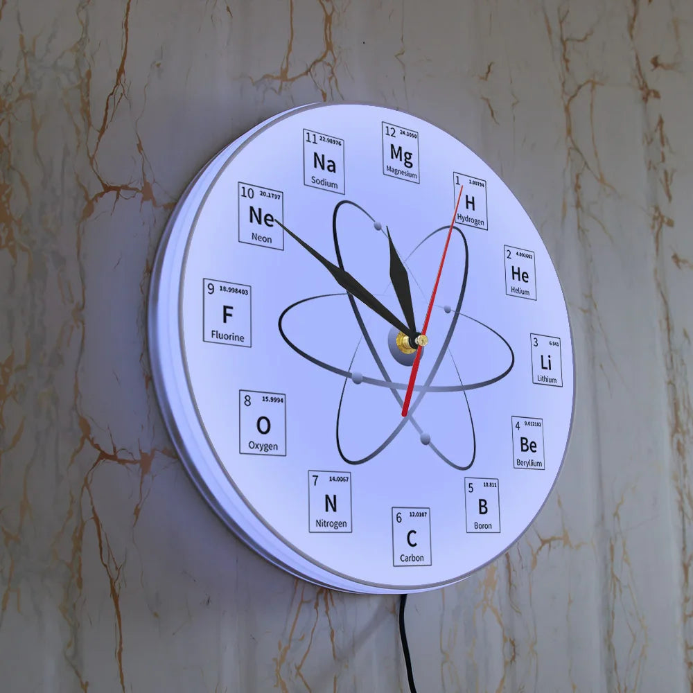 Chemical Element Periodic Wall Clock Chemistry Time Keeper Room Accents Classroom Wall Art Chemical Symbols Modern Wall Clock