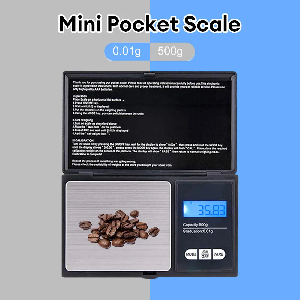 500g/0.01g Digital kitchen Scale Jewelry Gram Weight High Precision Backlight Electric Pocket Scale LCD Mini Digital Scale