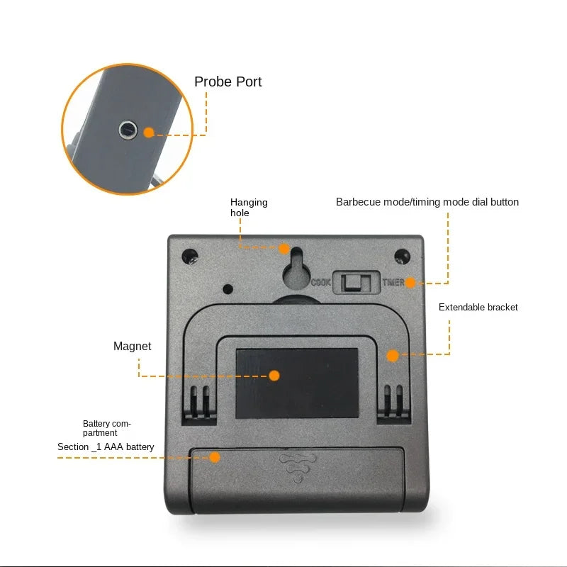 Tp700 Digital Remote Wireless Thermometer Probe Temperature Manually Set