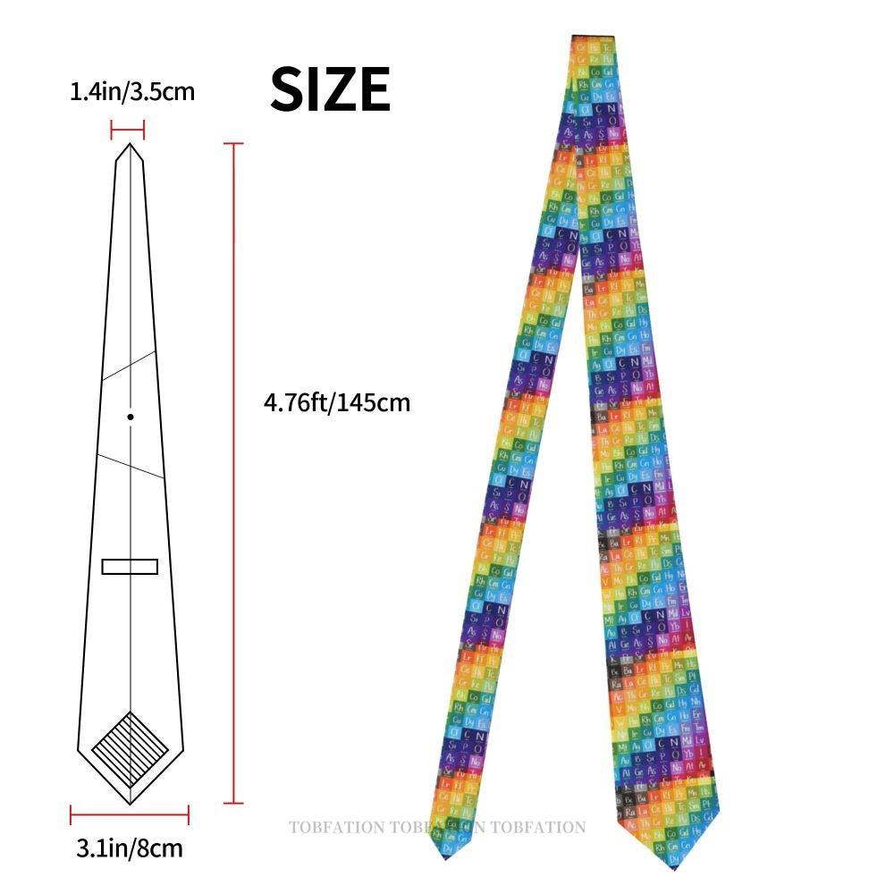 Periodic Table of the Elements Rainbow Gradient Men Ties 3D Printed Hip-Hop Street Business Wedding Party Shirt Accessories