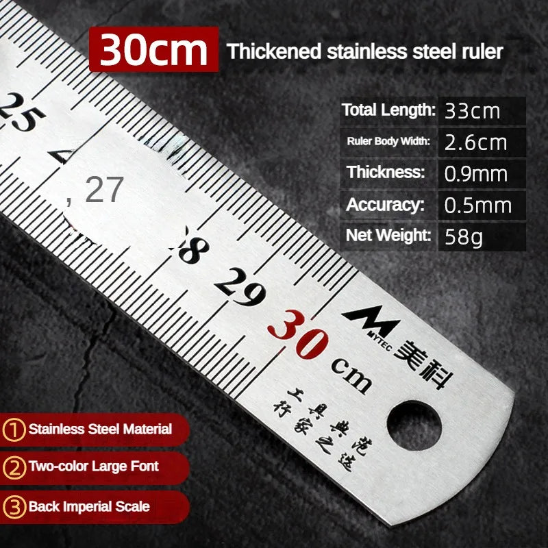 15cm/20cm/30cm/50cm Stainless Straight Ruler Steel Double Side Centimeter Inches Scale Metric Ruler Tool School Supplies Rulers