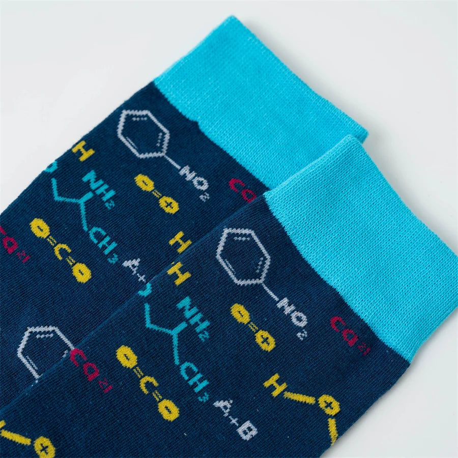 Double set of autumn and winter new chemical element equation pattern socks