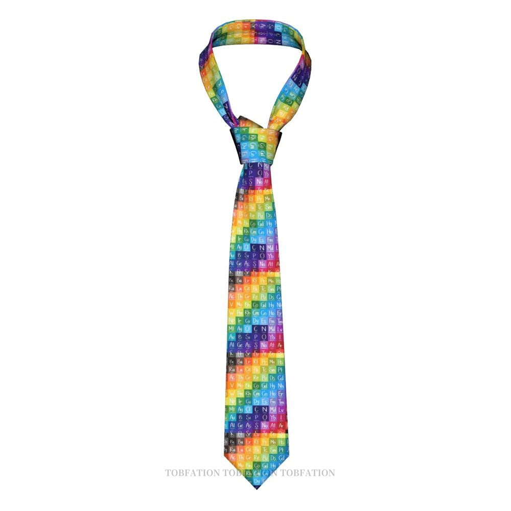Periodic Table of the Elements Rainbow Gradient Men Ties 3D Printed Hip-Hop Street Business Wedding Party Shirt Accessories