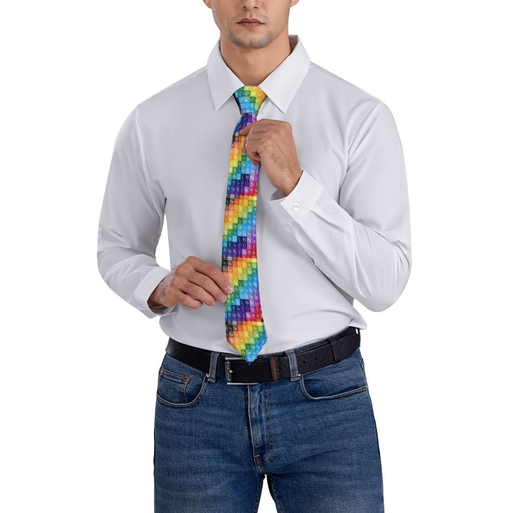 Periodic Table of the Elements Rainbow Gradient Men Ties 3D Printed Hip-Hop Street Business Wedding Party Shirt Accessories