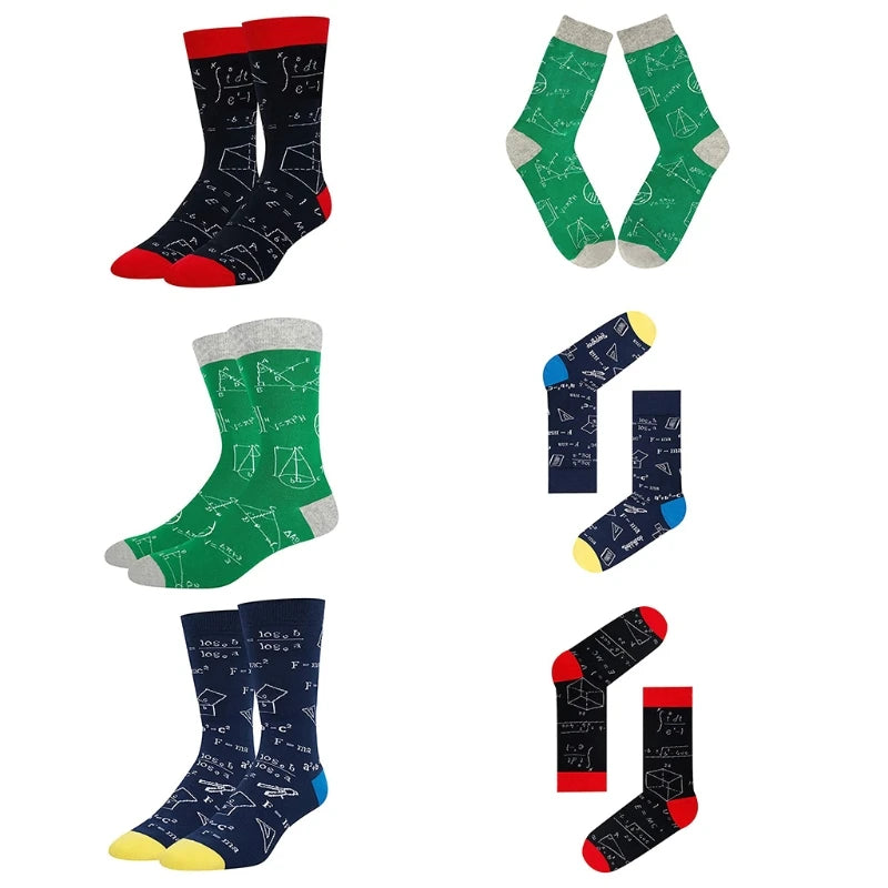 Mathematical Formula Print Socks Geometry Abstract Math Funny Tube Hosiery