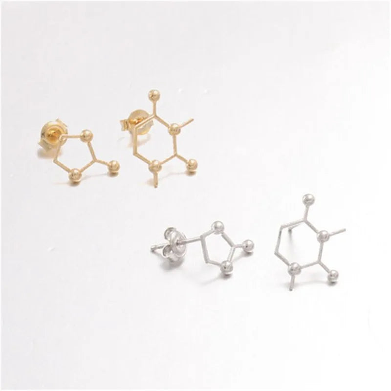 Trendy Serotonin Molecule DNA Ear Climbers Earrings For Girls Geometry Ear Jackets Chemical Molecules Ear Crawler Pendients