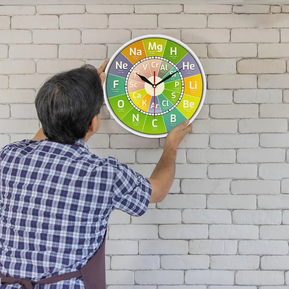 Chem Time Clock Periodic Table Science Elements Wall Clock Chemical Symbols Wall Art Educational Elemental Display Teachers Gift