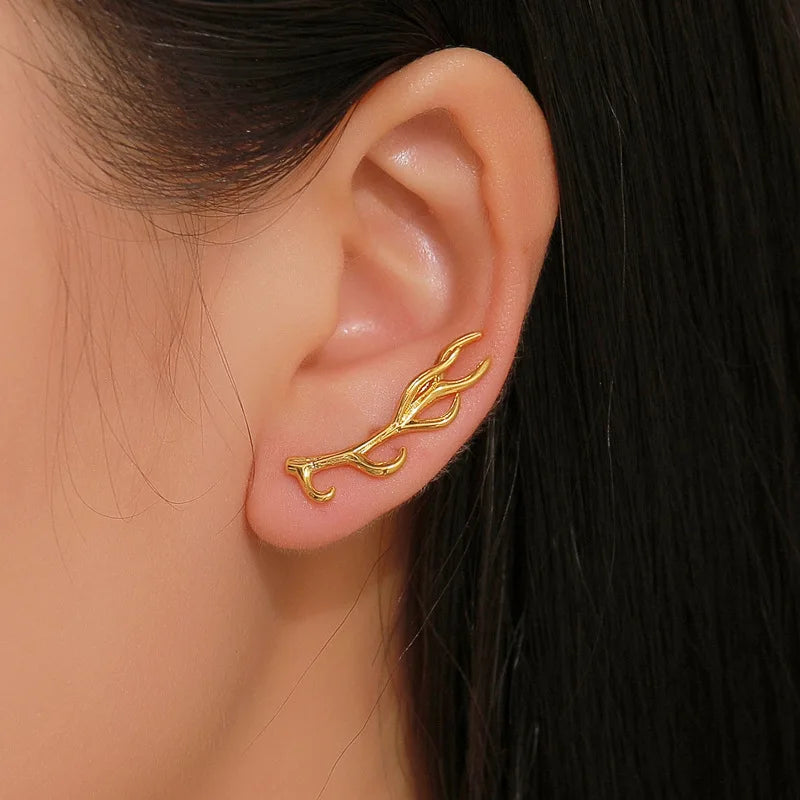 Trendy Serotonin Molecule DNA Ear Climbers Earrings For Girls Geometry Ear Jackets Chemical Molecules Ear Crawler Pendients