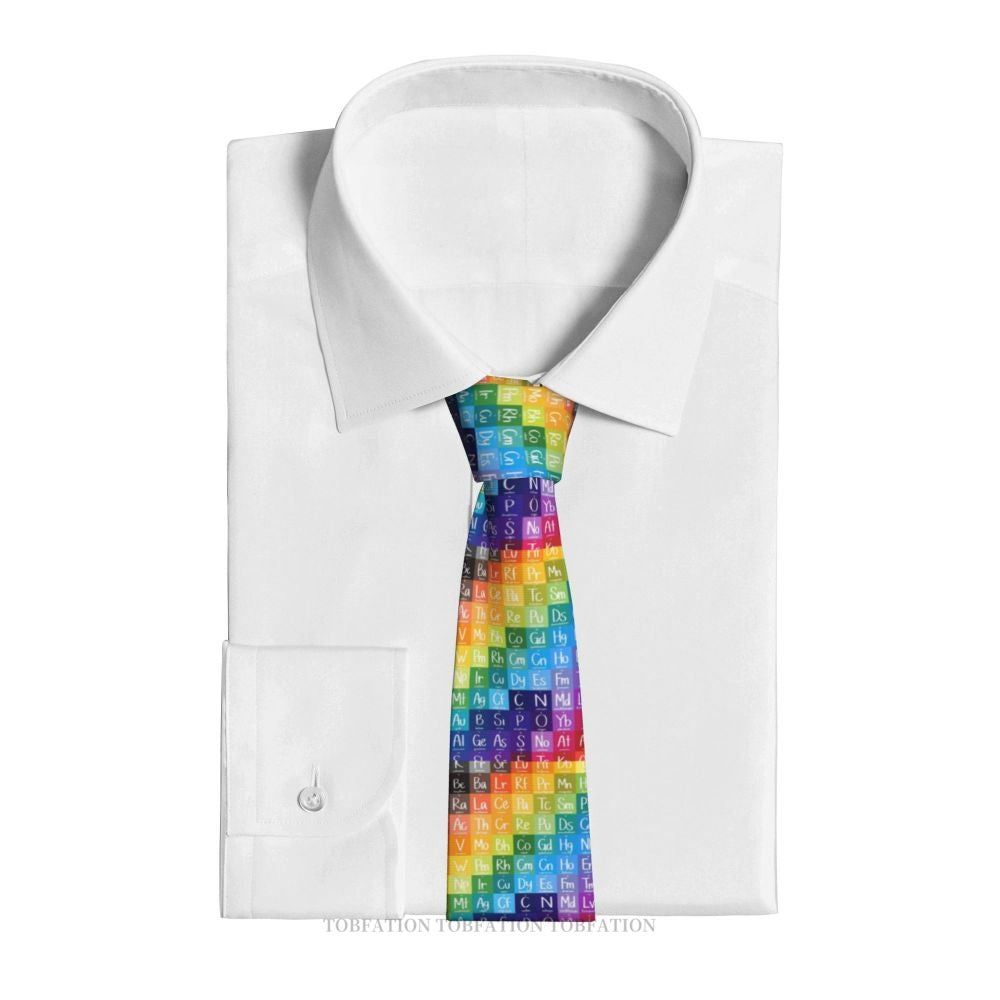Periodic Table of the Elements Rainbow Gradient Men Ties 3D Printed Hip-Hop Street Business Wedding Party Shirt Accessories