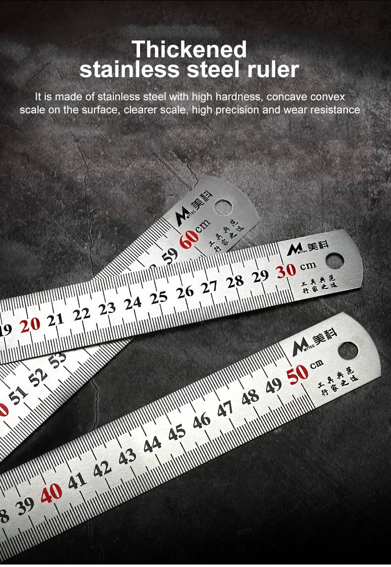 15cm/20cm/30cm/50cm Stainless Straight Ruler Steel Double Side Centimeter Inches Scale Metric Ruler Tool School Supplies Rulers