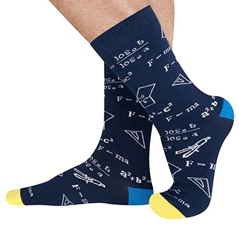 Mathematical Formula Print Socks Geometry Abstract Math Funny Tube Hosiery
