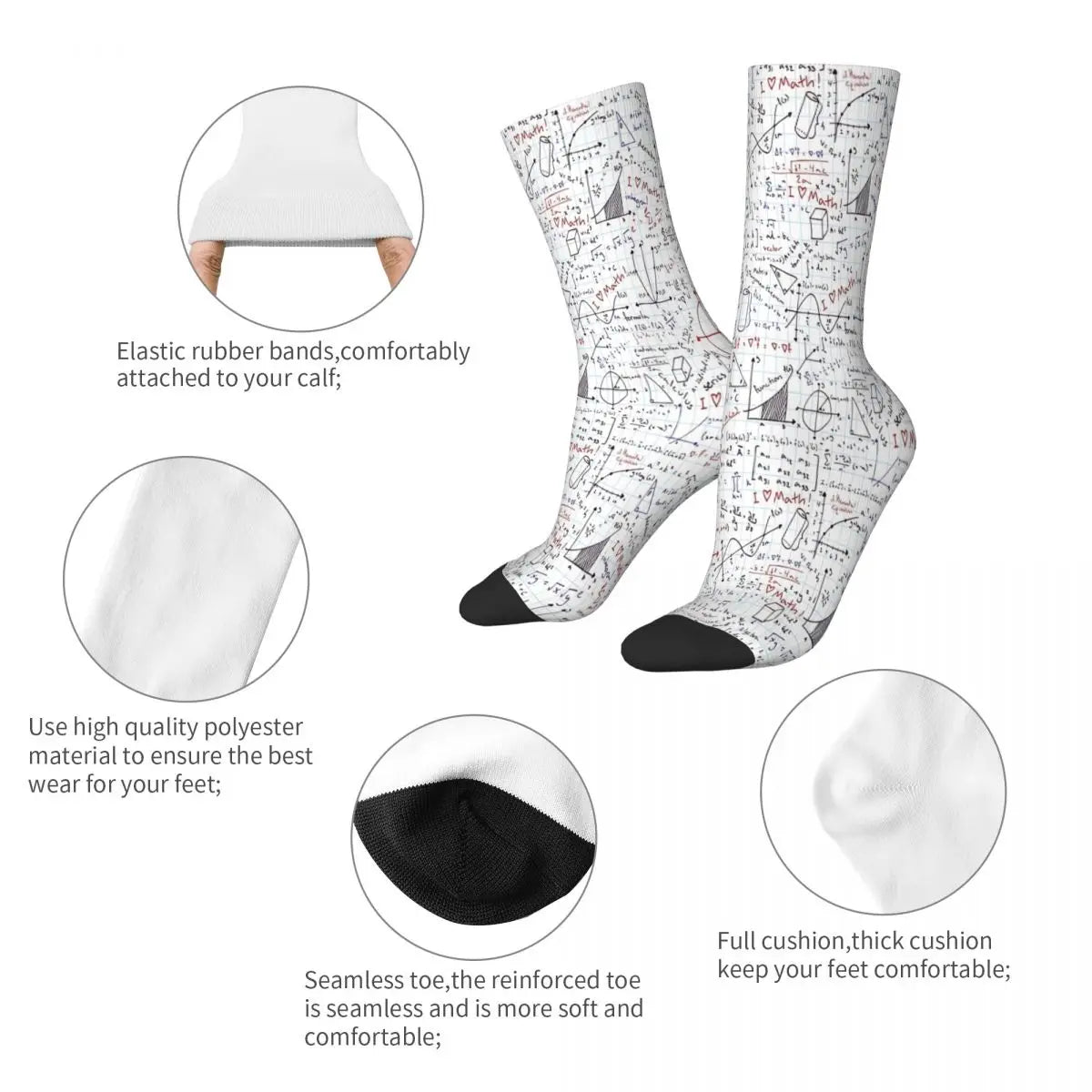 Maths Homework Socks Male Mens Women Spring Stockings Printed