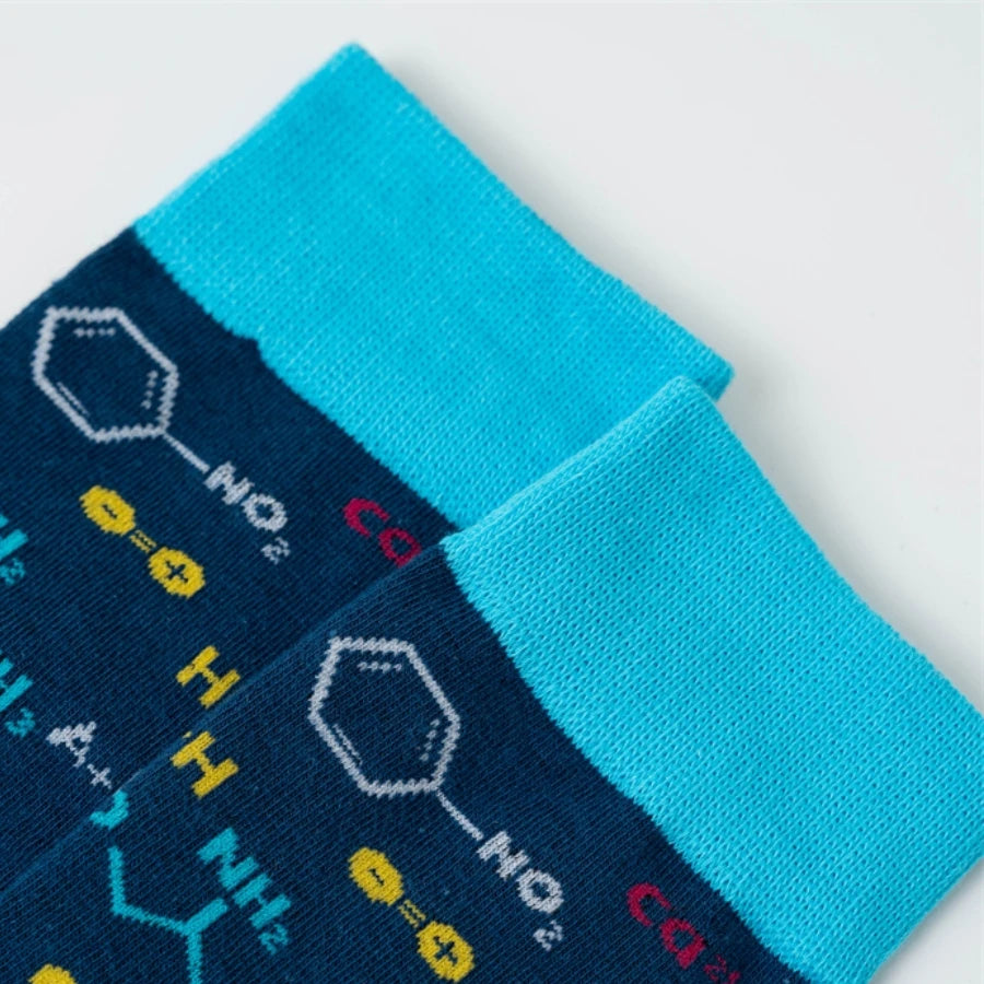 Double set of autumn and winter new chemical element equation pattern socks