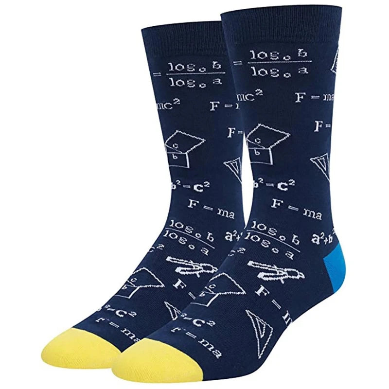 Mathematical Formula Print Socks Geometry Abstract Math Funny Tube Hosiery