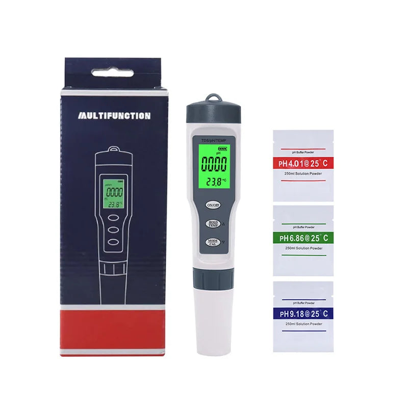 3 IN 1 PH Meter Water Quality Tester pH/TDS/TEMP Digital LCD EZ 9901 Monitor Tester For Pools, Drinking Water, Aquariums