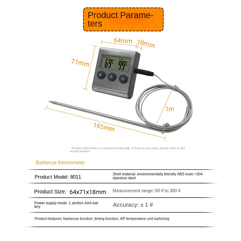 Tp700 Digital Remote Wireless Thermometer Probe Temperature Manually Set