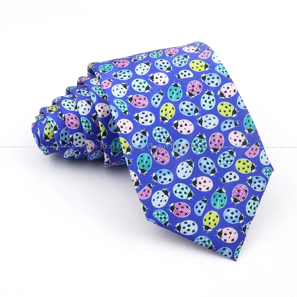 New Men's Soft Silk Tie Creative Graffiti Chemistry Physical Animal Necktie Daily Wear Cravat Wedding Business Party Gift