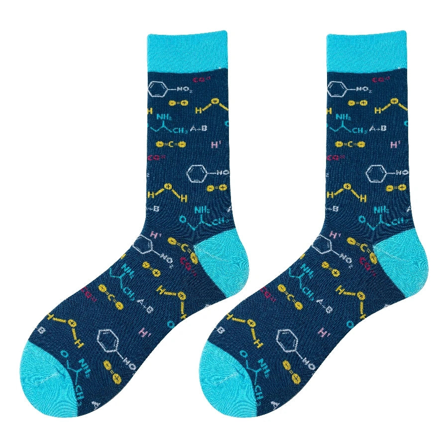 Double set of autumn and winter new chemical element equation pattern socks
