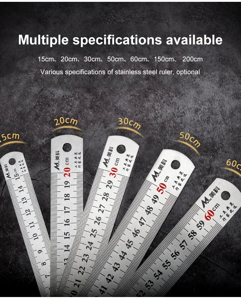 15cm/20cm/30cm/50cm Stainless Straight Ruler Steel Double Side Centimeter Inches Scale Metric Ruler Tool School Supplies Rulers