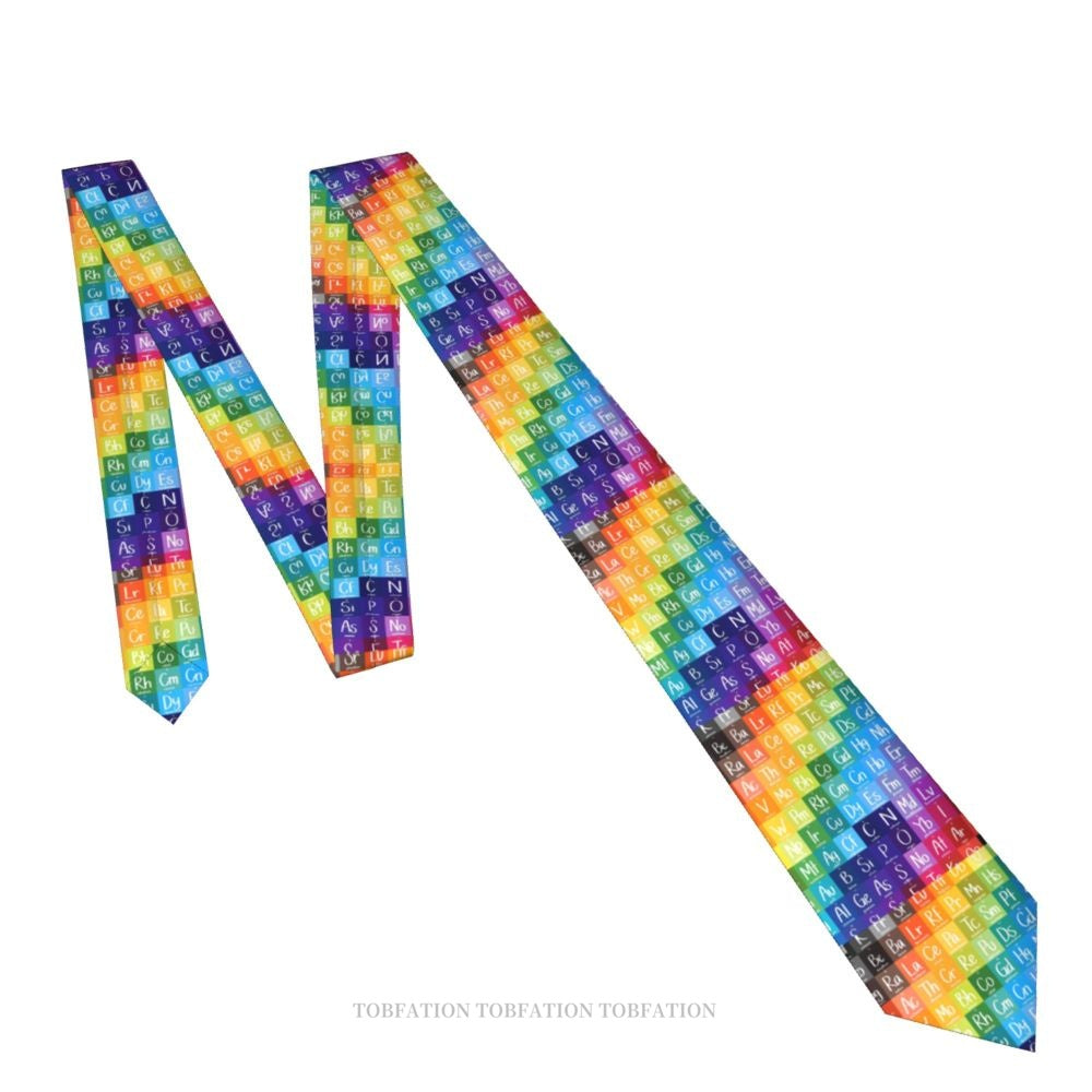 Periodic Table of the Elements Rainbow Gradient Men Ties 3D Printed Hip-Hop Street Business Wedding Party Shirt Accessories