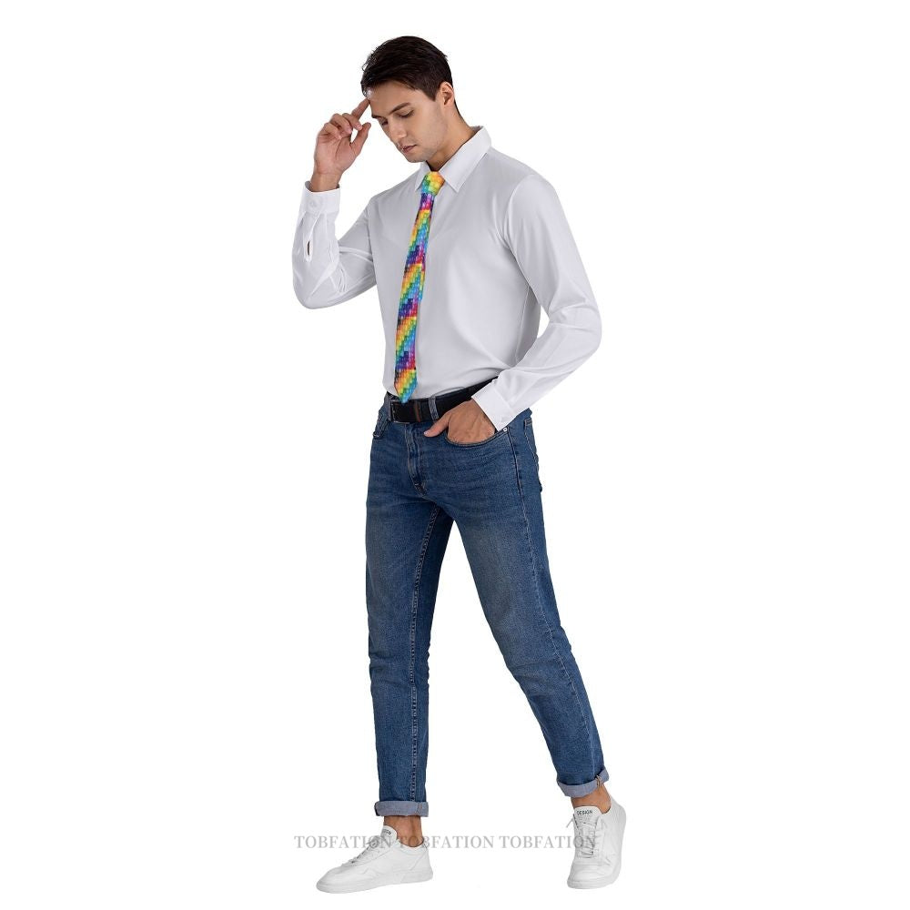 Periodic Table of the Elements Rainbow Gradient Men Ties 3D Printed Hip-Hop Street Business Wedding Party Shirt Accessories