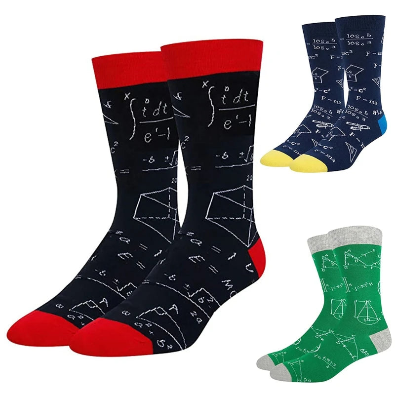 Mathematical Formula Print Socks Geometry Abstract Math Funny Tube Hosiery