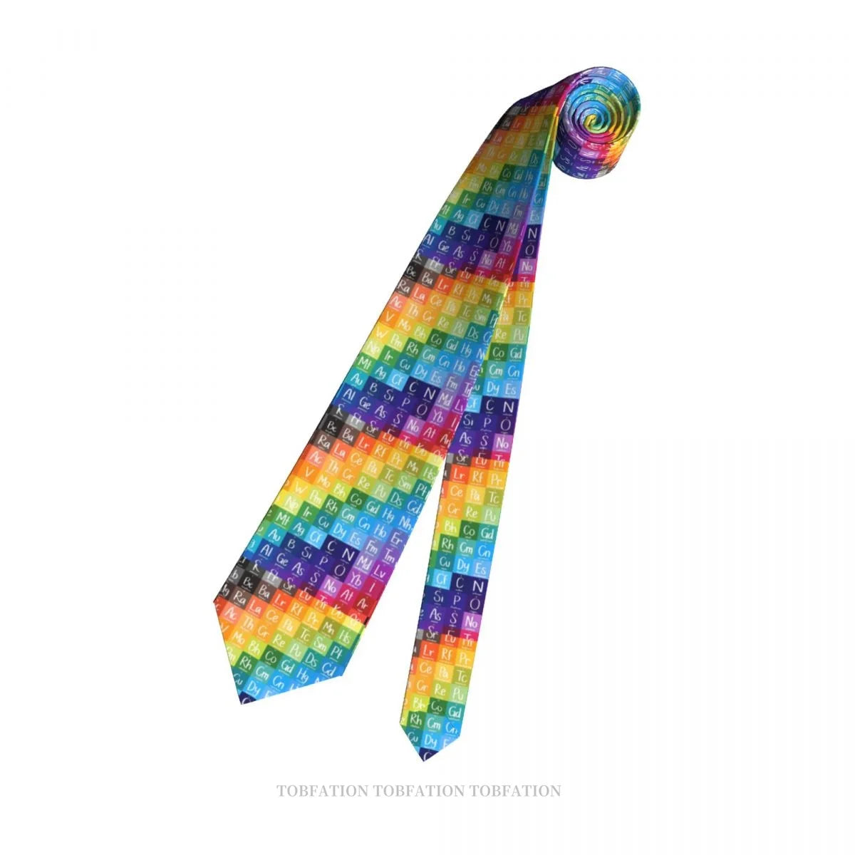 Periodic Table of the Elements Rainbow Gradient Men Ties 3D Printed Hip-Hop Street Business Wedding Party Shirt Accessories