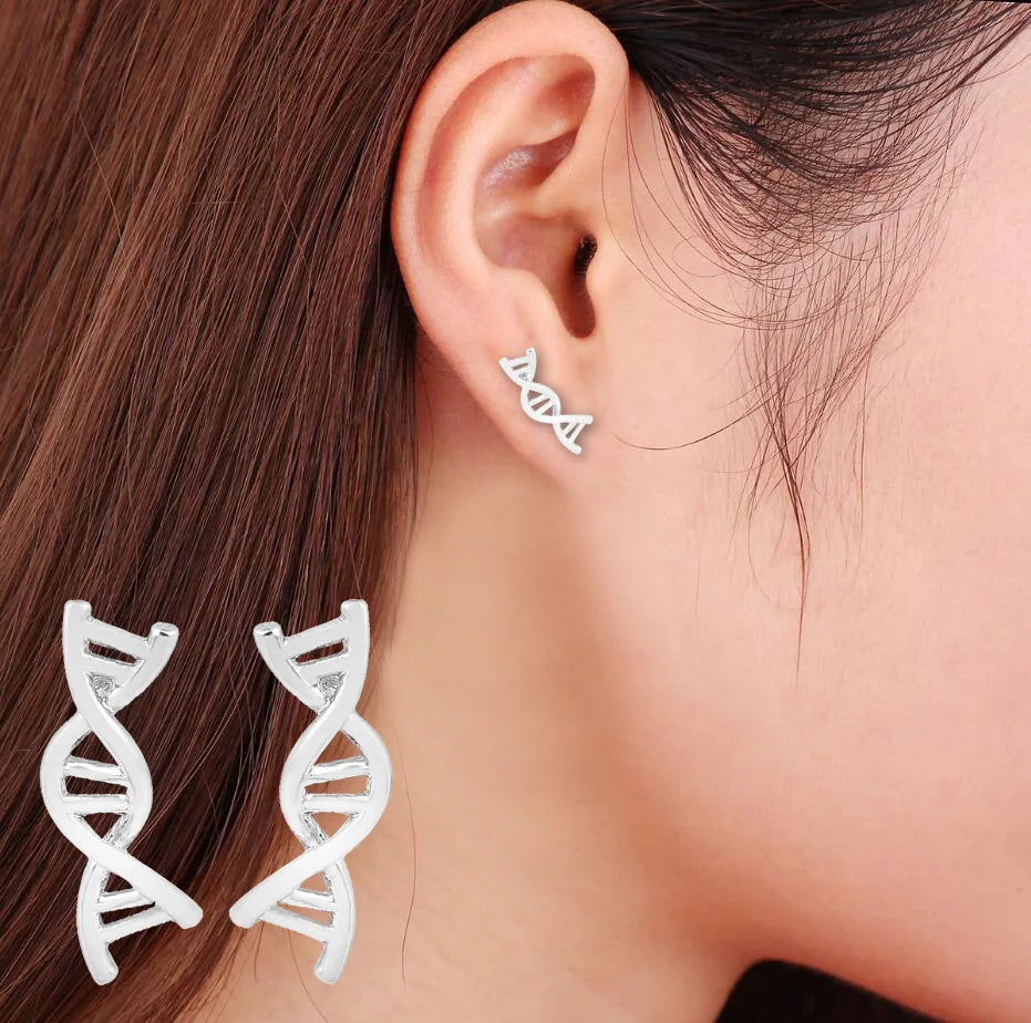 Trendy Serotonin Molecule DNA Ear Climbers Earrings For Girls Geometry Ear Jackets Chemical Molecules Ear Crawler Pendients