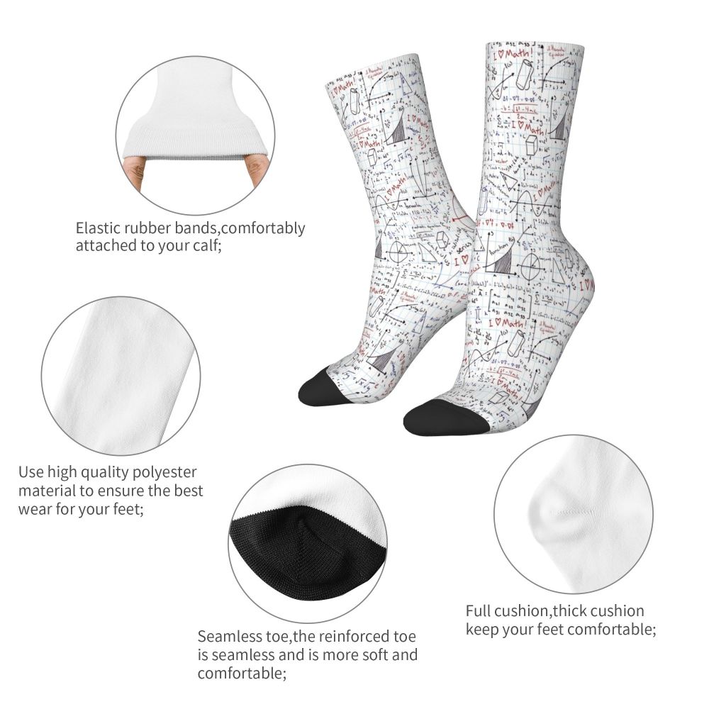 Maths Homework Socks Male Mens Women Spring Stockings Printed