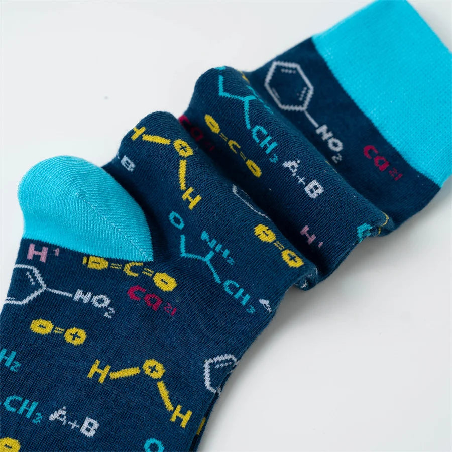 Double set of autumn and winter new chemical element equation pattern socks