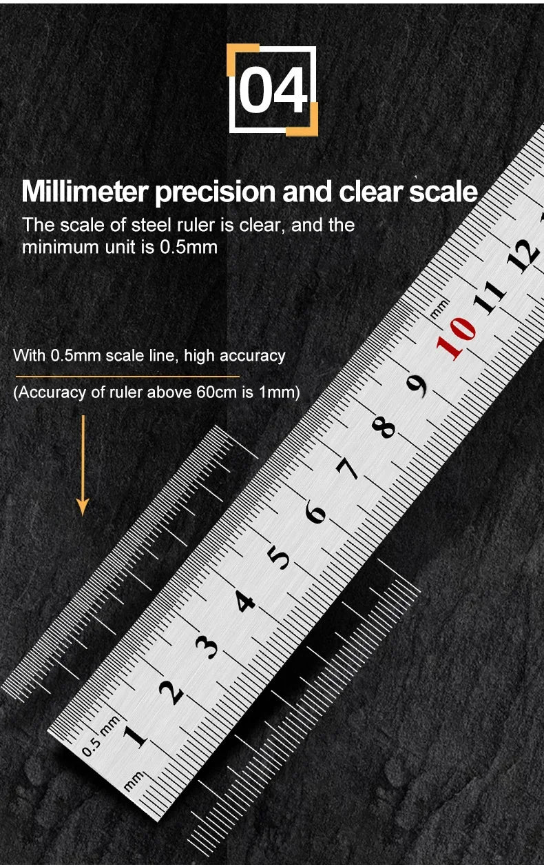 15cm/20cm/30cm/50cm Stainless Straight Ruler Steel Double Side Centimeter Inches Scale Metric Ruler Tool School Supplies Rulers