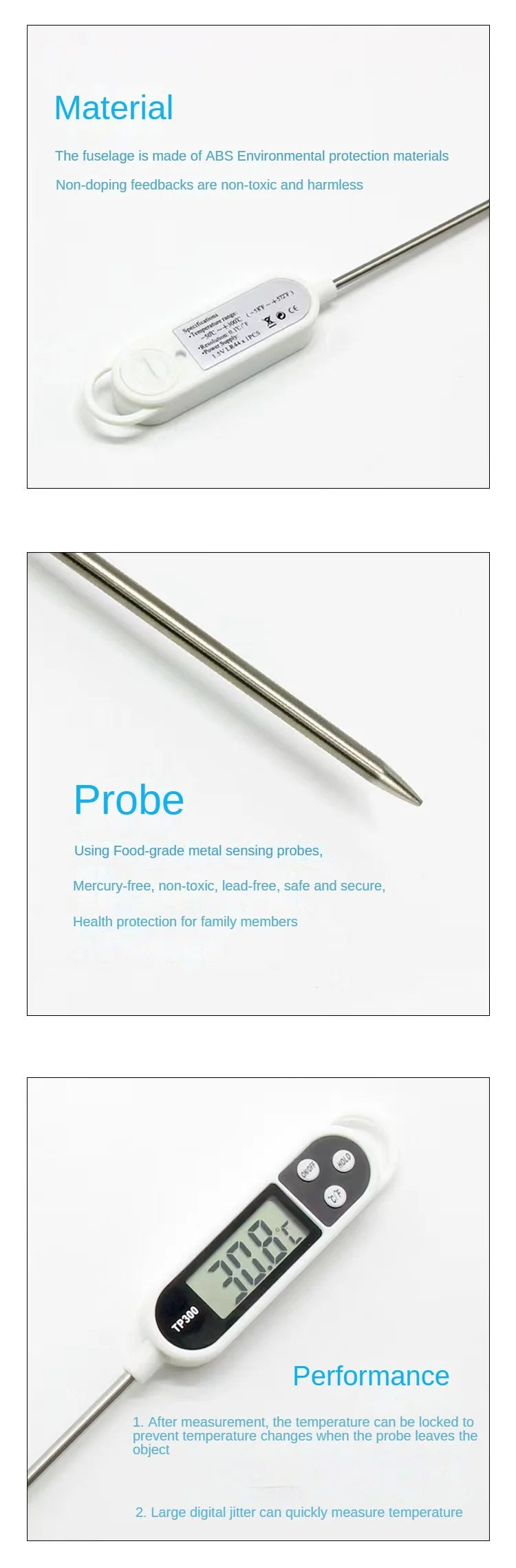 Stainless Steel Probe Type Thermometer Pen Type Temperature Thermometer