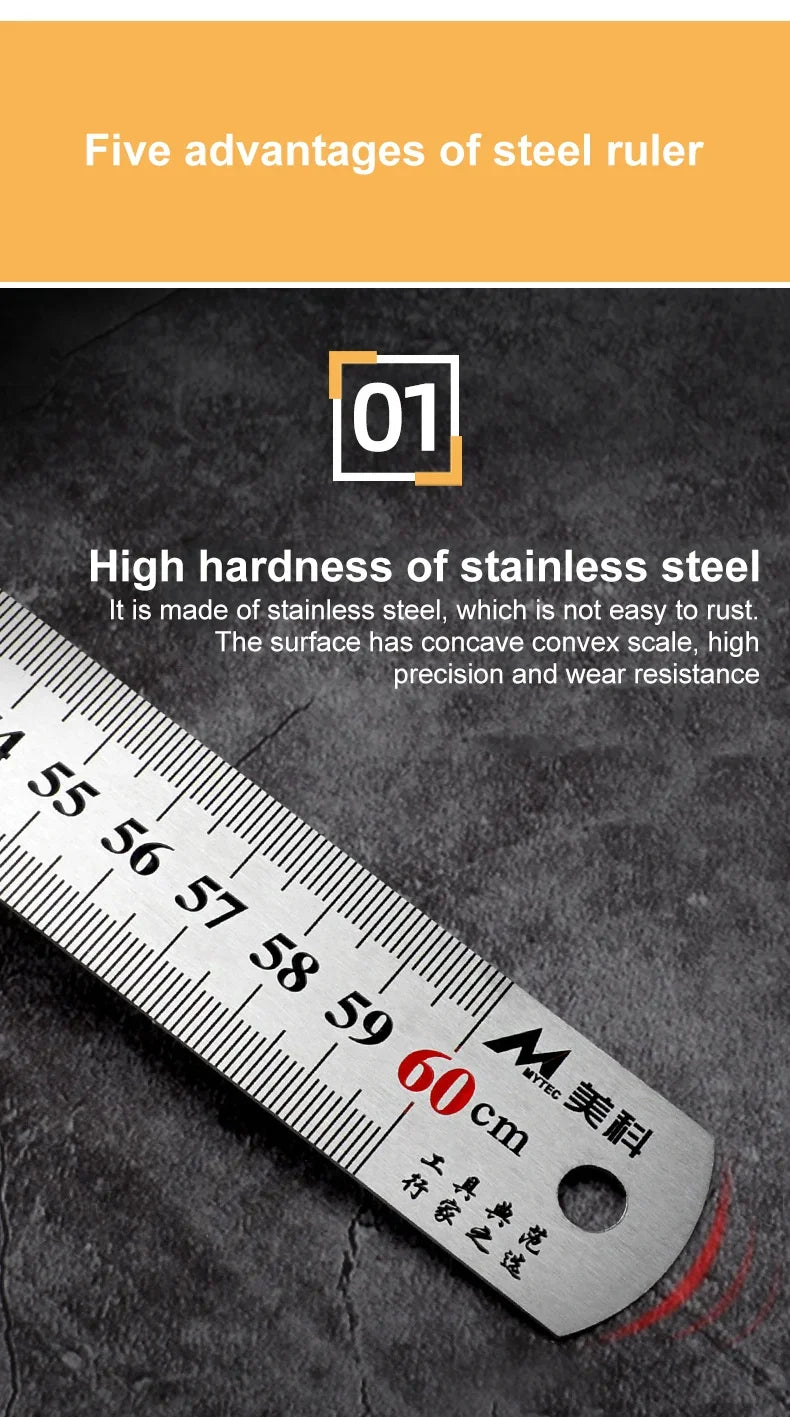 15cm/20cm/30cm/50cm Stainless Straight Ruler Steel Double Side Centimeter Inches Scale Metric Ruler Tool School Supplies Rulers