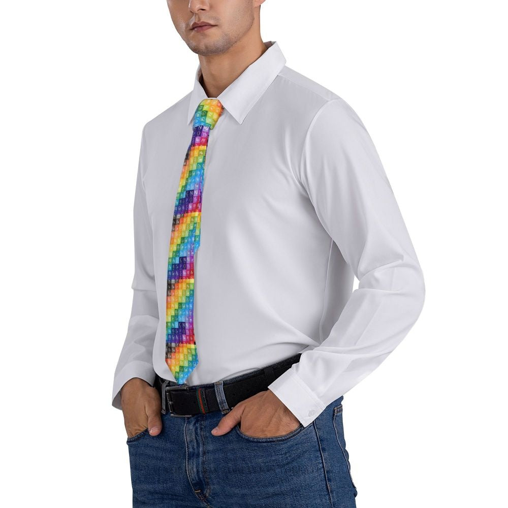 Periodic Table of the Elements Rainbow Gradient Men Ties 3D Printed Hip-Hop Street Business Wedding Party Shirt Accessories