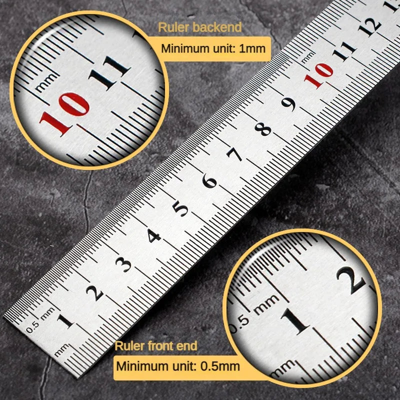 15cm/20cm/30cm/50cm Stainless Straight Ruler Steel Double Side Centimeter Inches Scale Metric Ruler Tool School Supplies Rulers