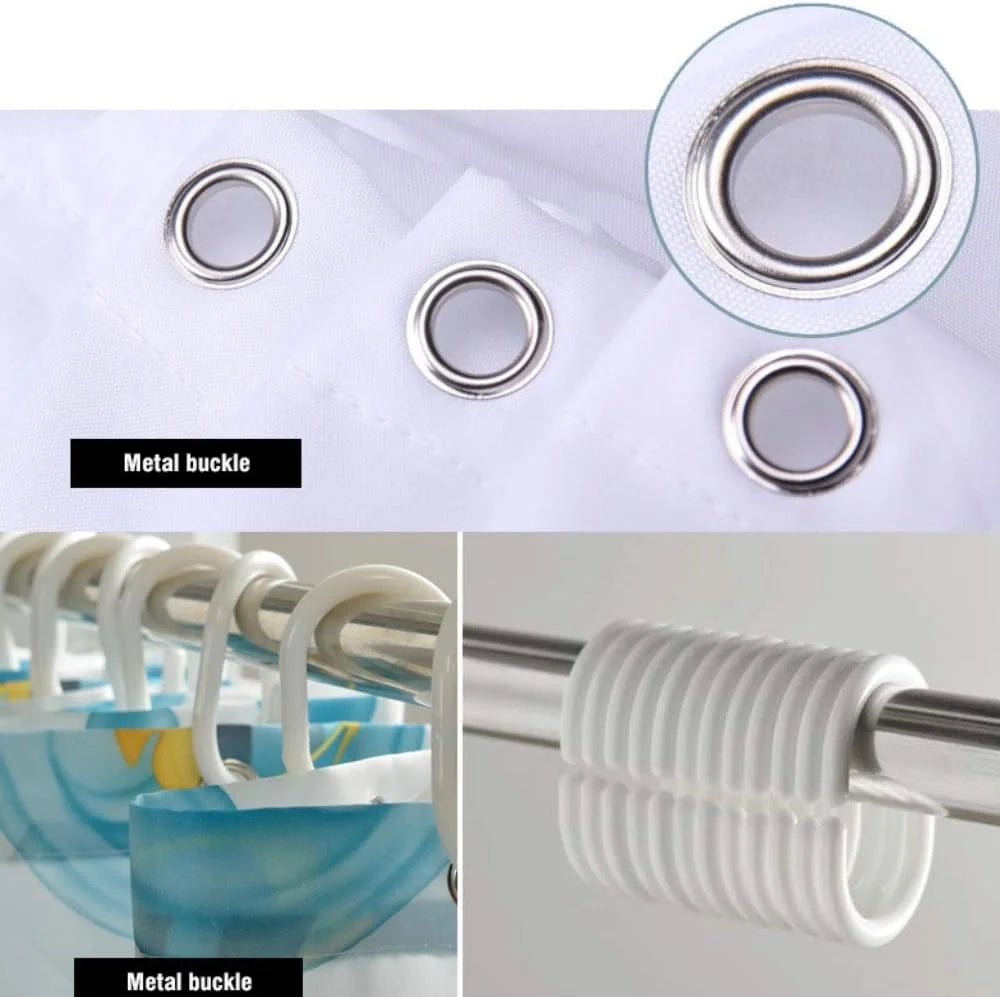 Fabric Shower Curtain Periodic Table of Chemical Element Bath Curtains Decor with Hooks